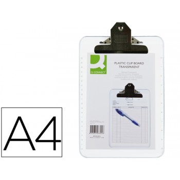 Porta Notas Prancheta Com Mola A4 Plástico Transparente Q-Connect
