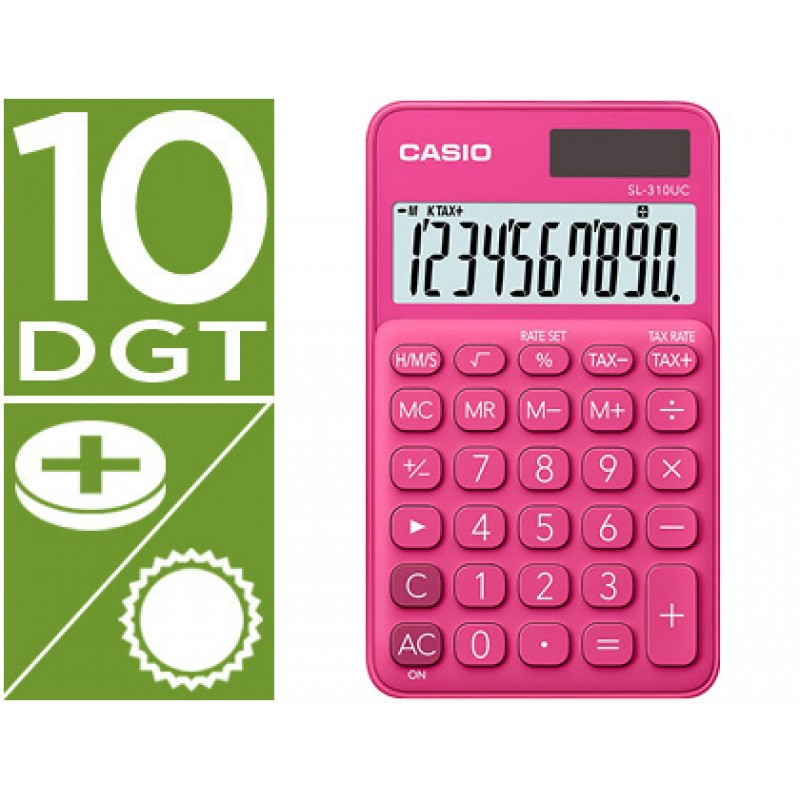 Calculadora de Bolso Casio SL-310UC-RD 10 Dígitos Fúcsia