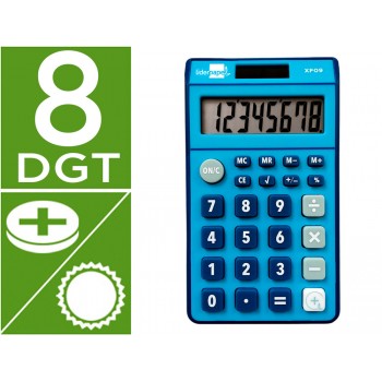 Calculadora de Bolso XF10 8 Dígitos Solar e Pilhas Azul
