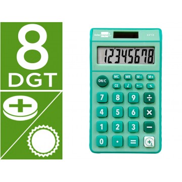 Calculadora de Bolso XF13 8 Dígitos Solar e Pilhas Verde