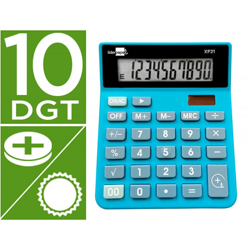 Calculadora Secretária 10 Dígitos XF21 Solar e Pilhas Azul