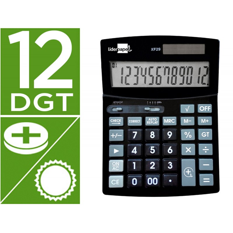 Calculadora Secretária 12 Dígitos XF29 Solar e Pilhas Preta