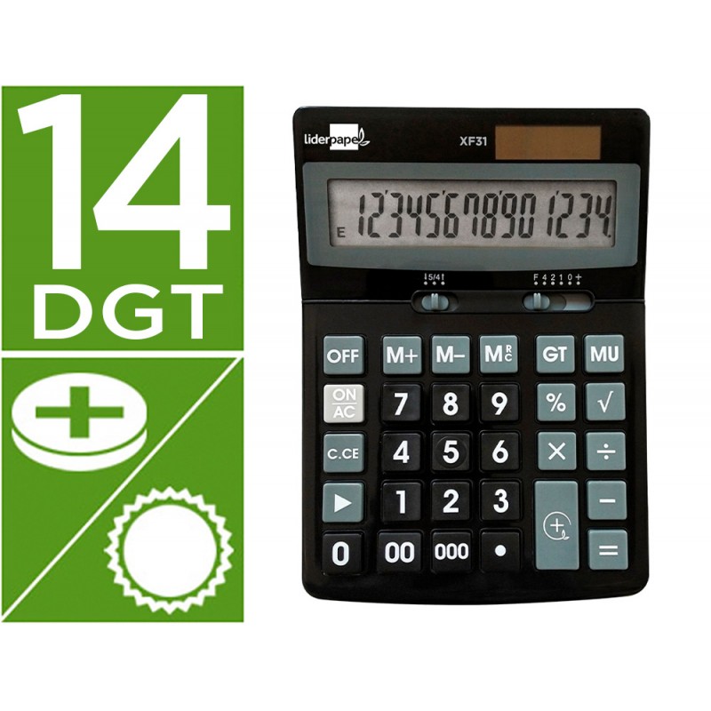 Calculadora Secretária 14 Dígitos XF31 Solar e Pilhas Preta