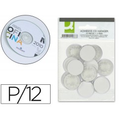 Suporte Adesivo para CD e DVD Bolsa 12 Unidades Q-Connect