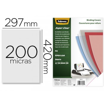 Capa De Encadernação A4 PVC 200 Microns Transparente 100 unidades Fellowes