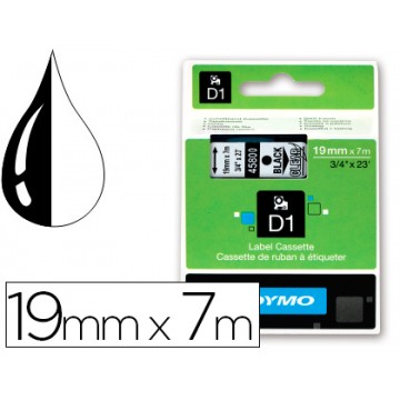 Fita DYMO D1 LabelManager - LabelPoint 19mmx7mts Transparente - Preta 45800