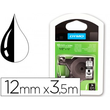 Fita DYMO D1 LabelManager - LabelPoint 12mm x 3,5mt Nylon Branca - Preta 16957
