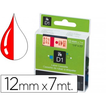 Fita DYMO D1 LabelManager - LabelPoint 12mmx7mts Branco-Vermelho 45015