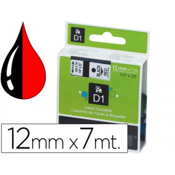 Fita DYMO D1 LabelManager - LabelPoint 12mmx7mts Vermelho - Preta 45017