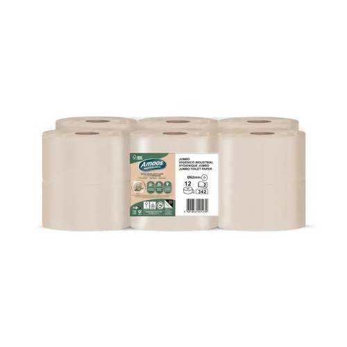 Papel Higiénico (Jumbo) 120mts 2Fls Amoos Naturally Soft Pasta Crua 12un